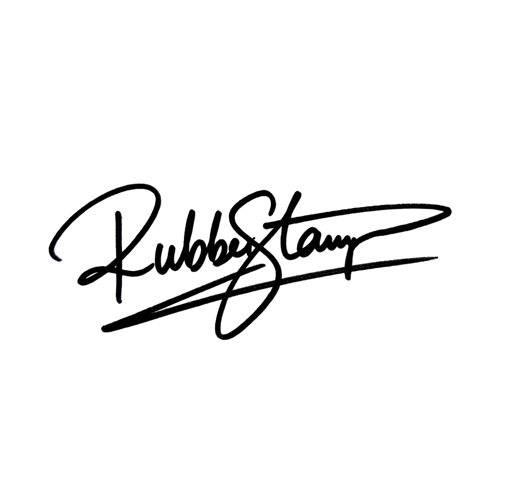 Professional Custom Personal Signature Rubber Stamp - Thick Black Ink Imprint on Pure White Background - RubberStamp.my Malaysia